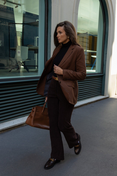 Жакет из легкого текстильного материала с яркой рыжей клеткой EZER 1005 рыжий - фото 14