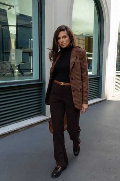 Жакет из легкого текстильного материала с яркой рыжей клеткой EZER 1005 рыжий - фото 13