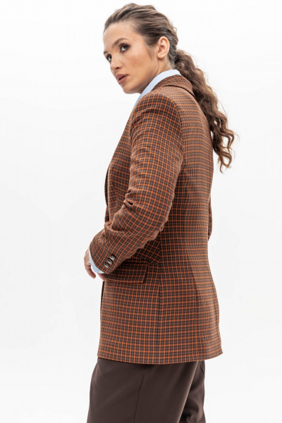 Жакет из легкого текстильного материала с яркой рыжей клеткой EZER 1005 рыжий - фото 12
