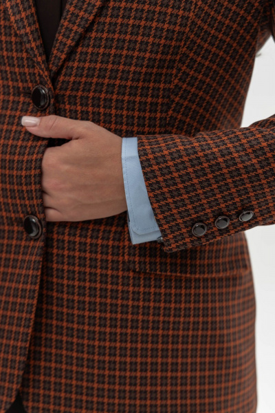 Жакет из легкого текстильного материала с яркой рыжей клеткой EZER 1005 рыжий - фото 10