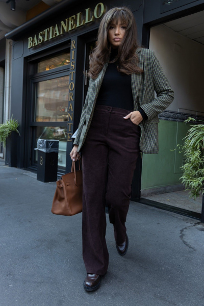 Приталенный жакет из легкого текстиля с зеленой мелкой клеткой EZER 1007 зеленый - фото 16