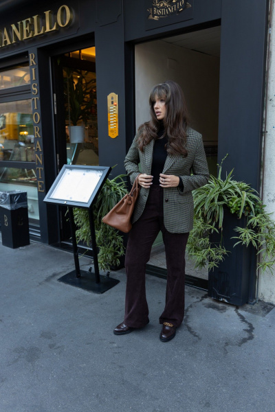 Приталенный жакет из легкого текстиля с зеленой мелкой клеткой EZER 1007 зеленый - фото 14