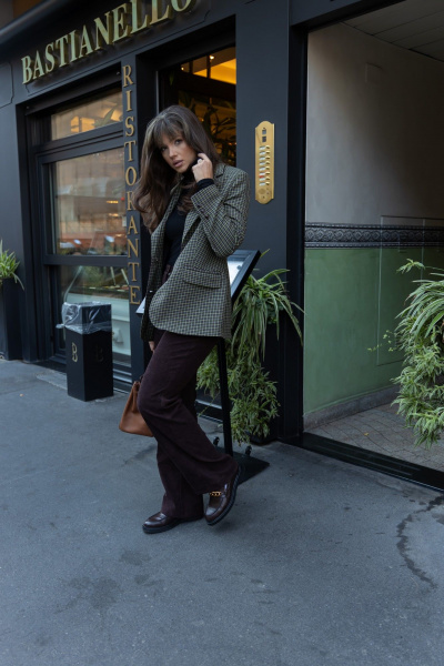 Приталенный жакет из легкого текстиля с зеленой мелкой клеткой EZER 1007 зеленый - фото 13