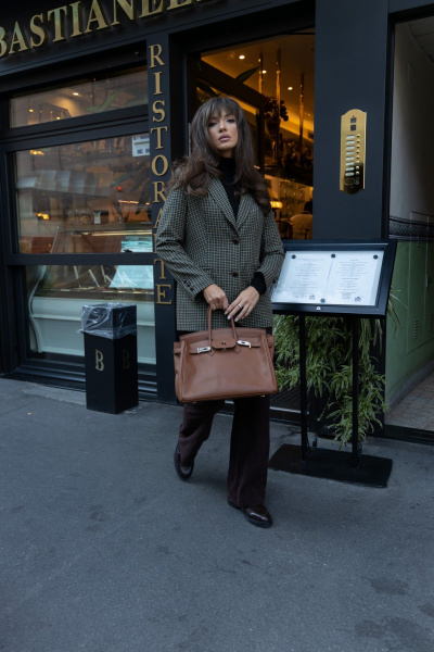 Приталенный жакет из легкого текстиля с зеленой мелкой клеткой EZER 1007 зеленый - фото 10