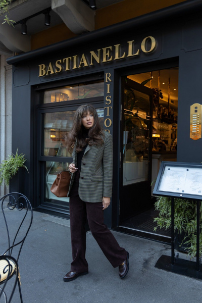 Приталенный жакет из легкого текстиля с зеленой мелкой клеткой EZER 1007 зеленый - фото 8