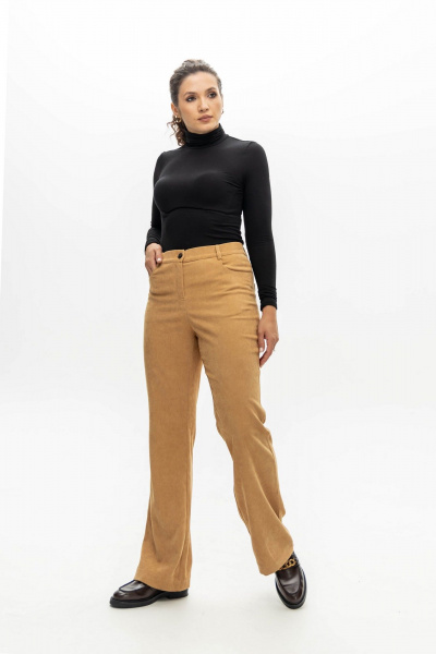 Брюки из мягкого вельвета с вертикальными полосками и карманами EZER 1008 бежевый - фото 5