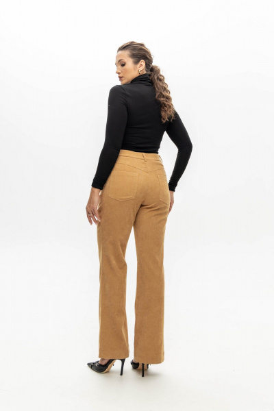 Брюки из мягкого вельвета с вертикальными полосками и карманами EZER 1008 бежевый - фото 4