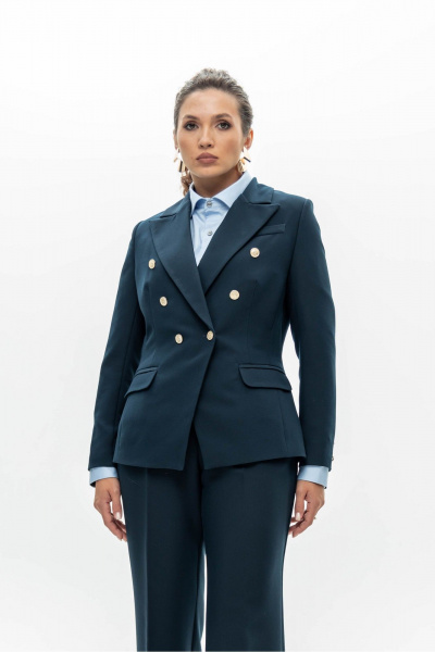 Черные оверсайз брюки из мягкой поливискозы с широким поясом EZER 1009 темно-синий - фото 2