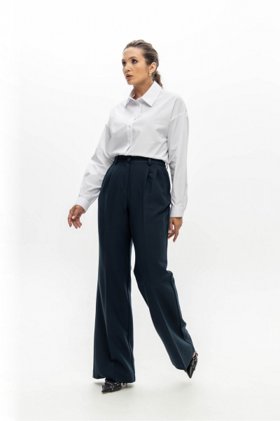 Брюки расклешенного кроя из мягкой поливискозы с карманами EZER 1011 темно-синий - фото 7