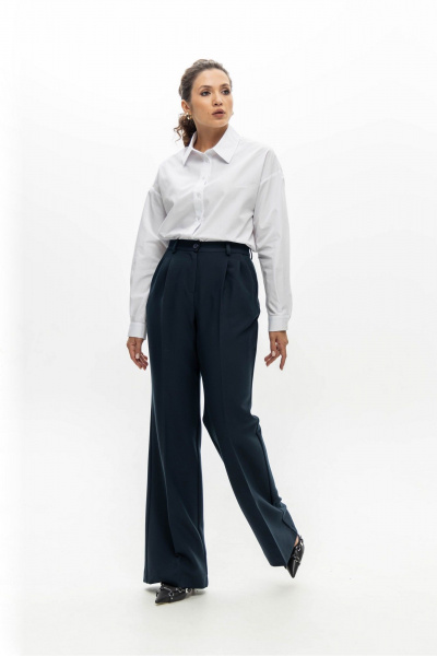 Брюки расклешенного кроя из мягкой поливискозы с карманами EZER 1011 темно-синий - фото 6