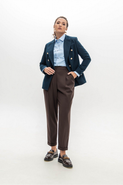 Брюки из плотного трикотажа в шоколадном цвете с высокой талией EZER 1014 шоколадные - фото 10