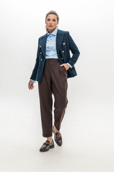 Брюки из плотного трикотажа в шоколадном цвете с высокой талией EZER 1014 шоколадные - фото 9