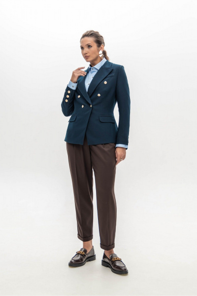 Брюки из плотного трикотажа в шоколадном цвете с высокой талией EZER 1014 шоколадные - фото 7