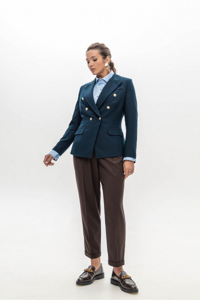 Брюки из плотного трикотажа в шоколадном цвете с высокой талией EZER 1014 шоколадные - фото 6