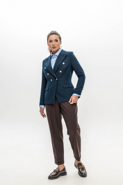 Брюки из плотного трикотажа в шоколадном цвете с высокой талией EZER 1014 шоколадные - фото 3