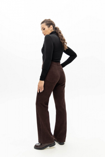 Брюки из мягкого вельвета с расклешенным кроем и карманами EZER 1016 баклажан - фото 10