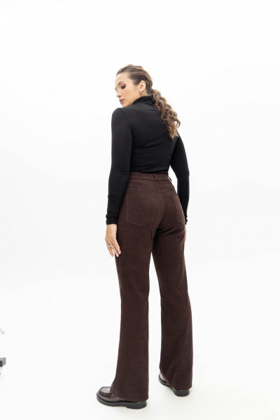 Брюки из мягкого вельвета с расклешенным кроем и карманами EZER 1016 баклажан - фото 8