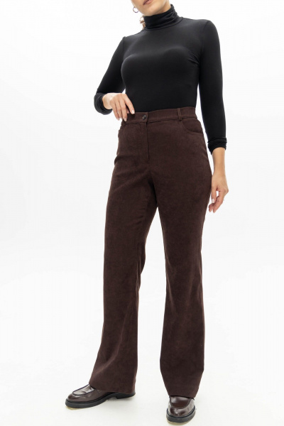 Брюки из мягкого вельвета с расклешенным кроем и карманами EZER 1016 баклажан - фото 6
