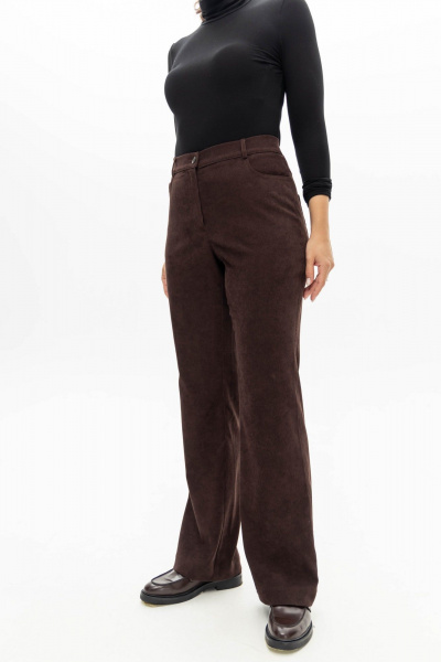 Брюки из мягкого вельвета с расклешенным кроем и карманами EZER 1016 баклажан - фото 5