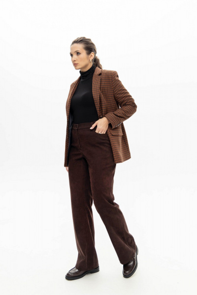 Брюки из мягкого вельвета с расклешенным кроем и карманами EZER 1016 баклажан - фото 3