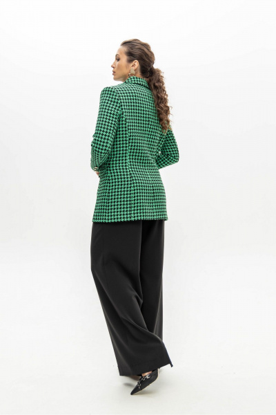 Деловой костюм с приталенным жакетом из текстиля и трикотажа EZER 2033 черно-зеленый - фото 3