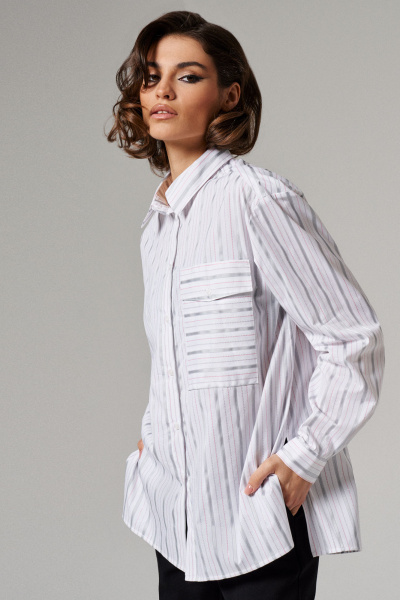 Блуза Панда 176440w бело-серый - фото 2