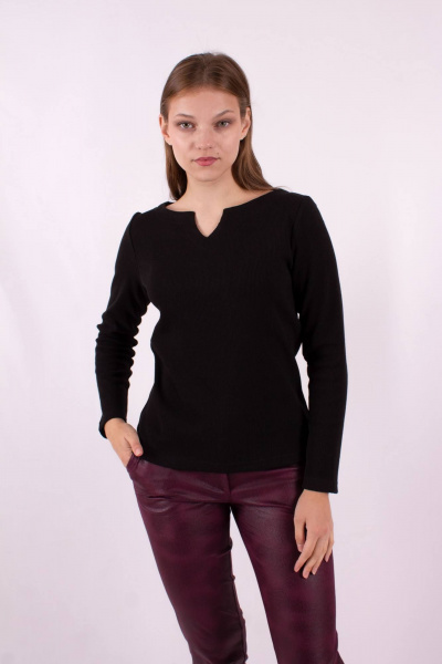 Джемпер прямого силуэта из трикотажа для демисезона Mita ЖМ1190 черный - фото 2