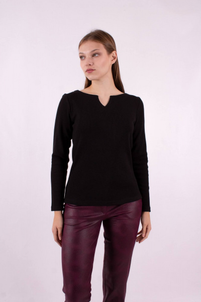 Джемпер прямого силуэта из трикотажа для демисезона Mita ЖМ1190 черный - фото 1