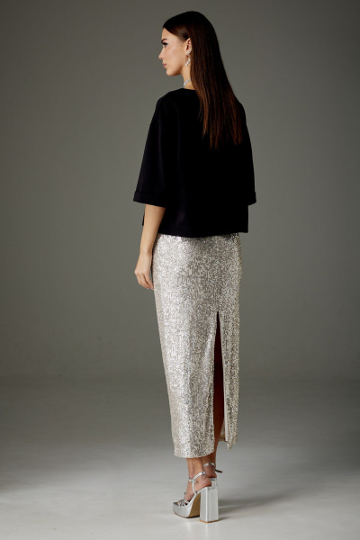 Футболка оверсайз с длинным рукавом и металлизичной печатью N.O.W. 1373 - фото 4