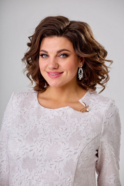 Платье имитация юбочного костюма с пудровым блеском Pocherk 1-002 пудровый - фото 7