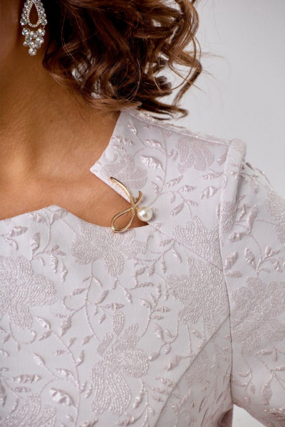 Платье имитация юбочного костюма с пудровым блеском Pocherk 1-002 пудровый - фото 6