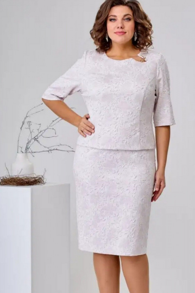 Платье имитация юбочного костюма с пудровым блеском Pocherk 1-002 пудровый - фото 3