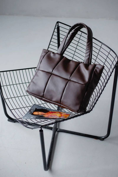 Стеганая сумка из экокожи с большими ручками и отделкой MT.Style TOTE2 brown - фото 3