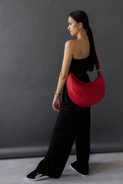 Красная кожзам сумка-месяц с регулировкой шлейки и вместительным отделом MT.Style LUNA2 red - фото 3