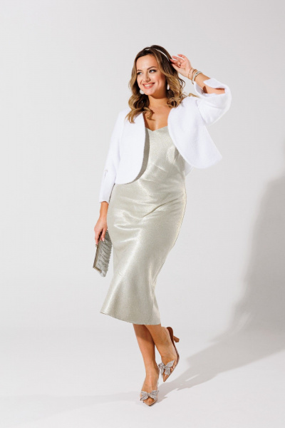 Болеро теплое белое для образов с платьем Anelli 1445 белый - фото 4