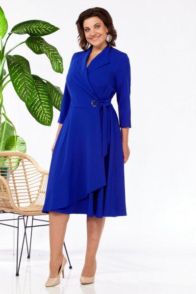 Платье на запах с отрезной талией из вискозы Pocherk 1-015 электрик - фото 9