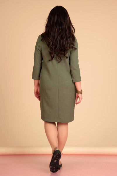 Платье из текстиля с длиной 93 см на каждый день Liona Style 623 хаки - фото 3