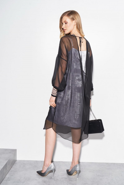 Черная прозрачная туника из текстиля для демисезона BURVIN 7277-56 - фото 2