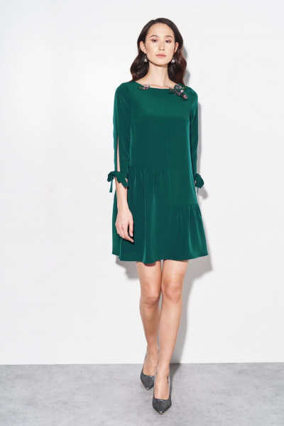 зеленое платье с длиной 89 см из текстиля BURVIN 7299-81 - фото 1