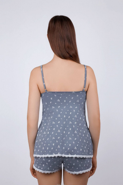 Майка, шорты Verally 324-2 цветок на сером - фото 2