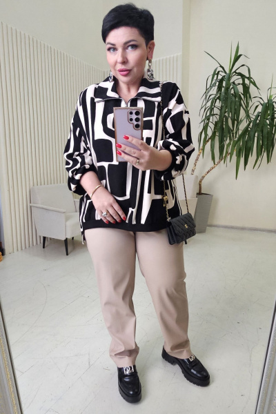 Блуза, брюки Vittoria Queen 22143 черный_светло-бежевый - фото 7