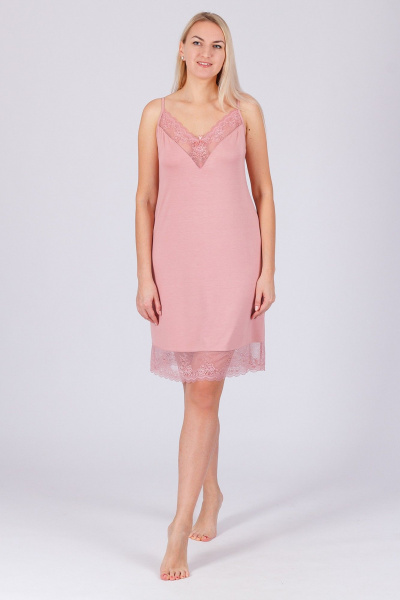 Домашняя сорочка из вискозы и трикотажа в розовом цвете Belarusachka С3802В/6 александрит - фото 1