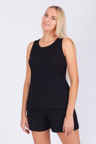 Домашний комплект из вискозы в рубчик: топ и шорты Belarusachka С5249В/1 черный - фото 4