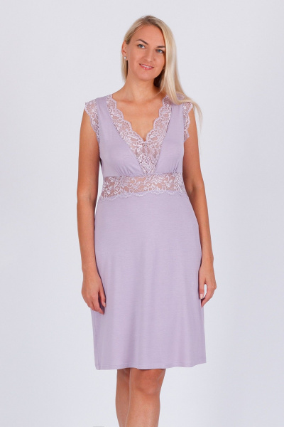 Домашняя сорочка из вискозы и трикотажа в фиолетовом Belarusachka С5517В/4 фиалка - фото 1