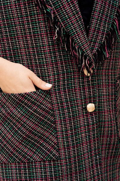 Жилет и юбка в стиле бохо с бахромой и свободным силуэтом Vittoria Queen 22093 клетка_меланаж - фото 5