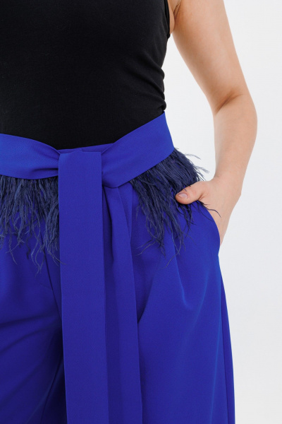 Пояс-баска из текстиля с страусиными перьями, двунаправленная фиксация Anelli 1194 василек - фото 2