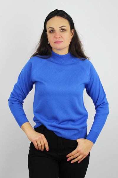 Свитер в стиле на каждый день из трикотажа с длинным рукавом Полесье С3316-15 5С1754-Д43 158,164 гжель - фото 1