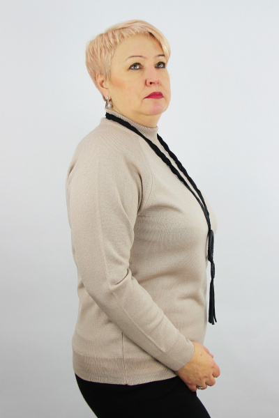 Бежевый свитер из трикотажа с длинным рукавом Полесье С3316-15 5С1754-Д43 158,164 нежный_жемчуг - фото 2