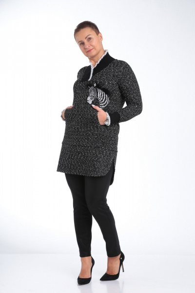 Комплект из брюк из экокожи и трикотажной туники для повседневности ZigzagStyle 292 зебра - фото 6