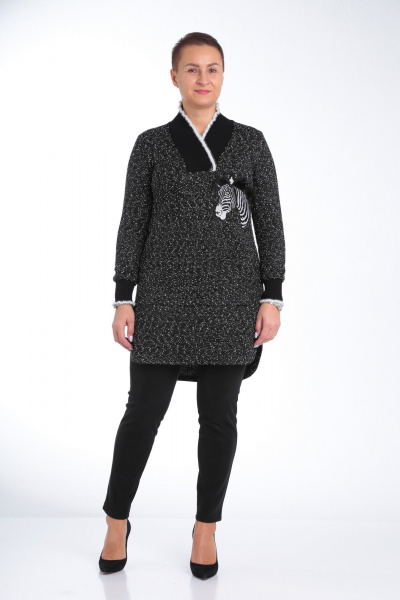 Комплект из брюк из экокожи и трикотажной туники для повседневности ZigzagStyle 292 зебра - фото 5